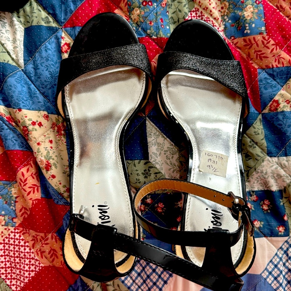 Never worn! Fioni black glittery evening sandals